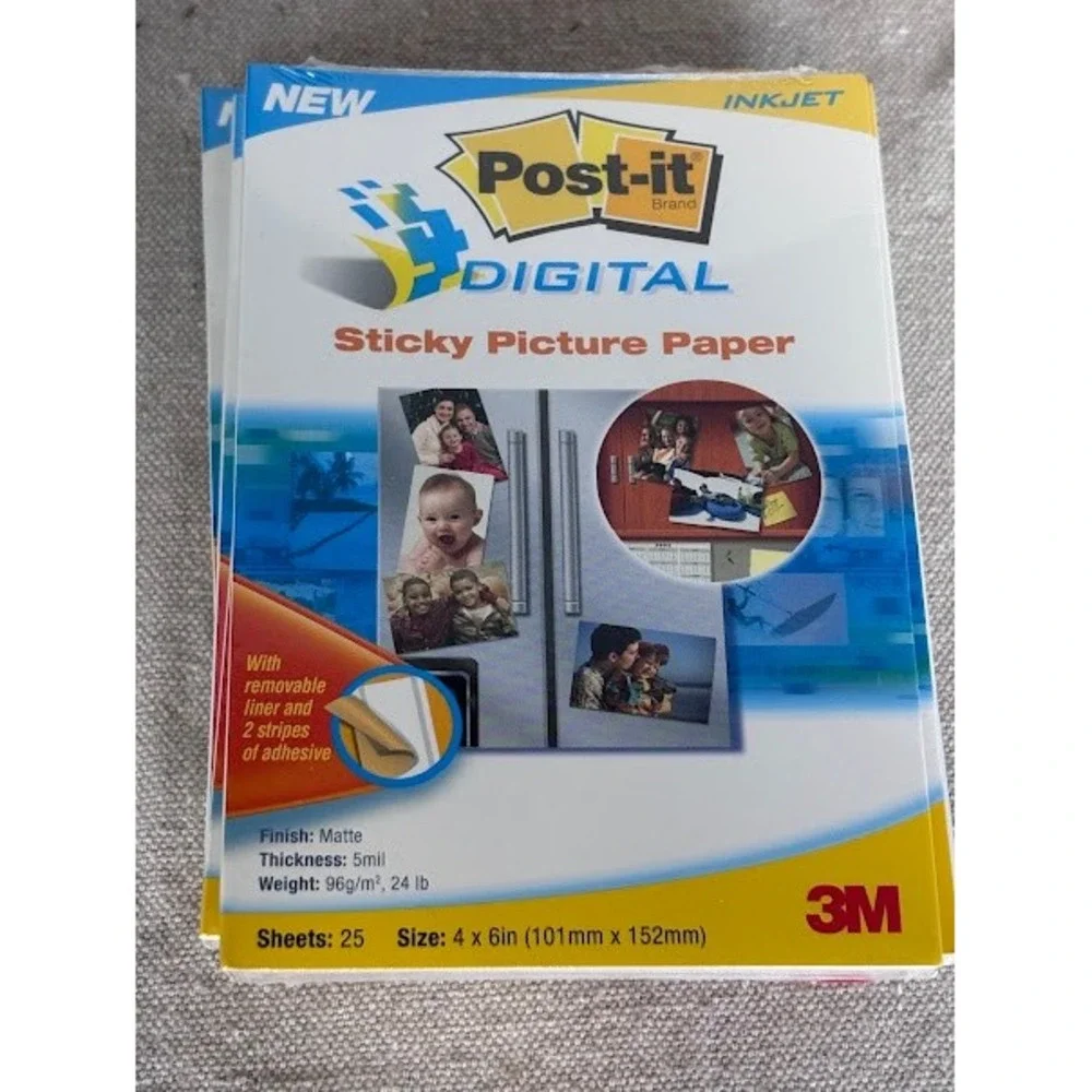 Post-it Digital Sticky Picture Paper 4x6 Inkjet Printer - 25 Sheets -‎ Lot of 6